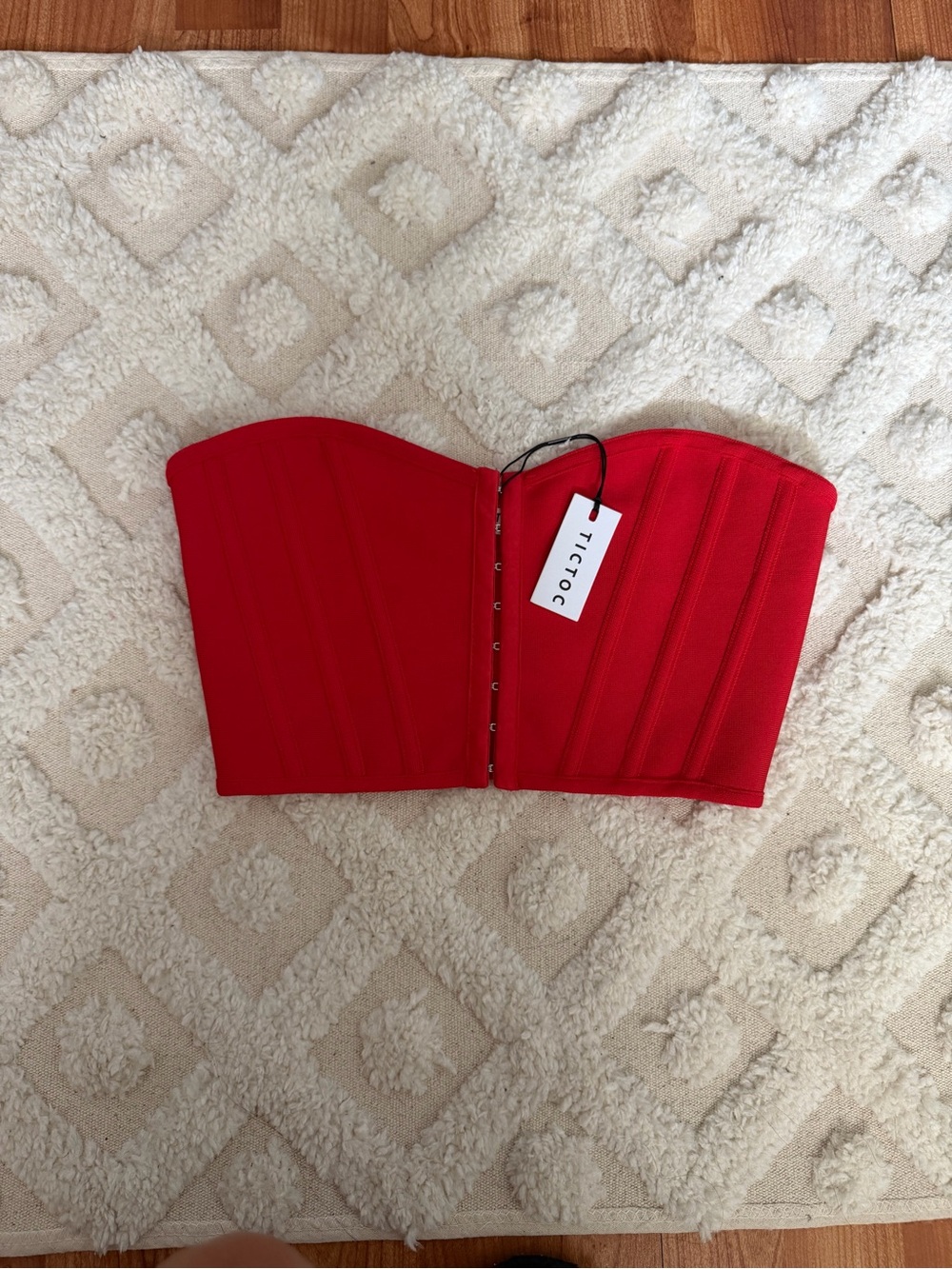 TIC TOC Red Strapless Corset Crop Top